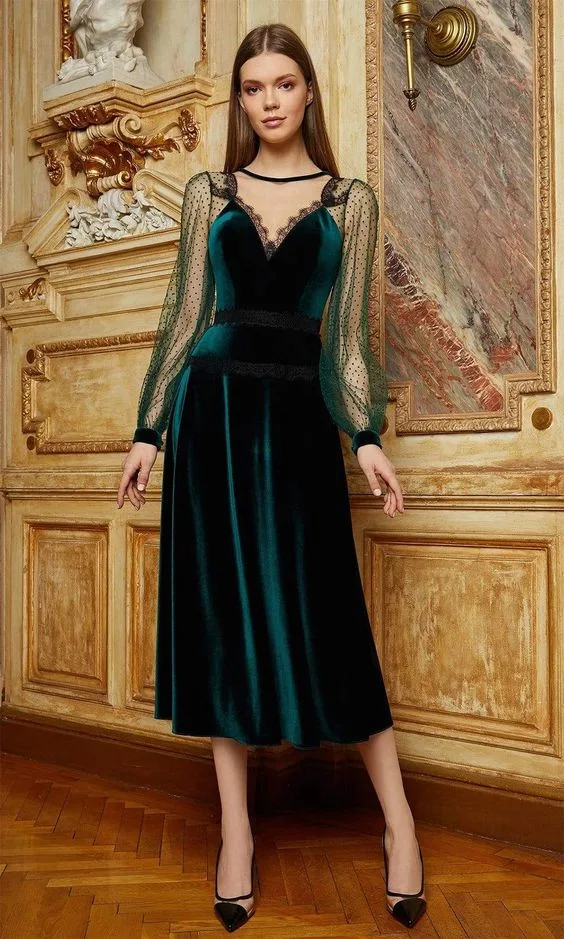 مدل لباس مخمل سبز